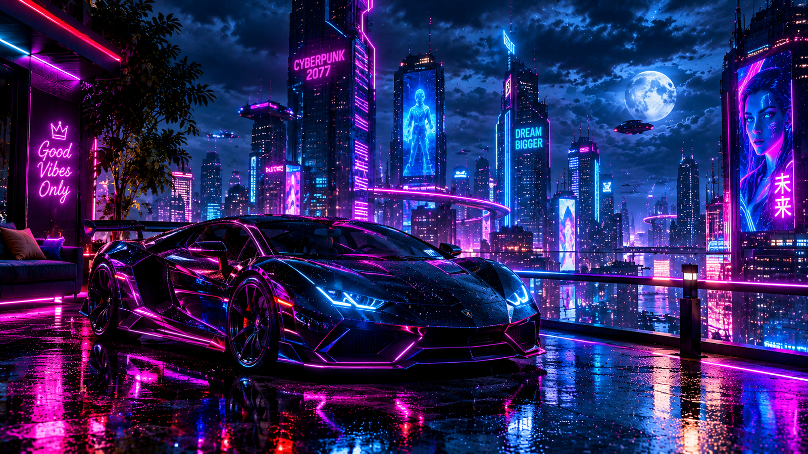 Cyberpunk Lamborghini 4K Live Wallpaper